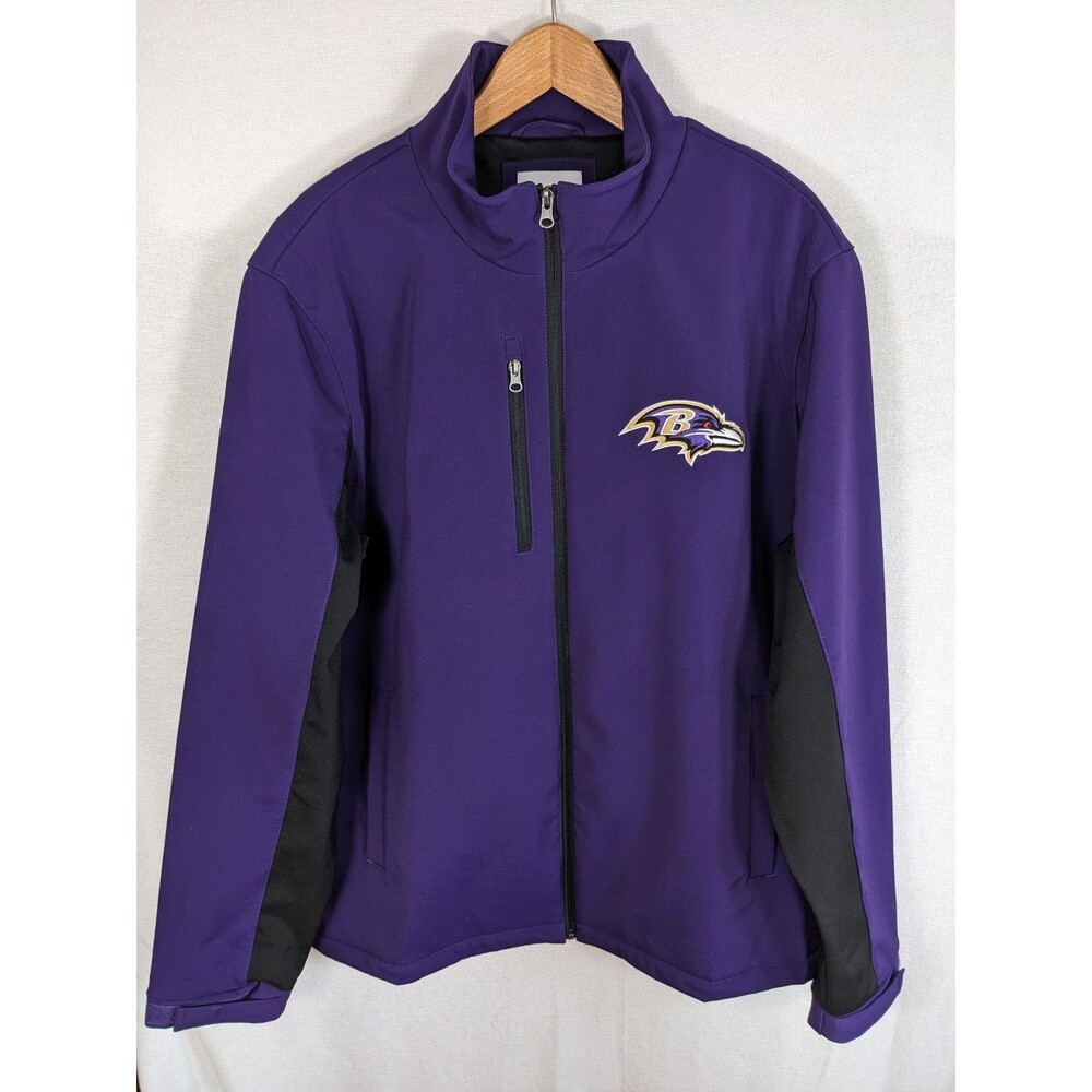 NFL Baltimore Ravens Soft Shell Jacket Full Zip Men's XL Purple Embroidered logo